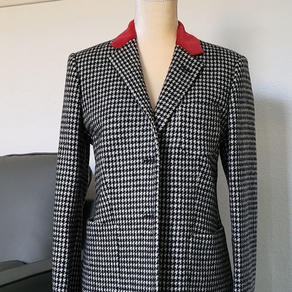 Fay Jackets & Blazers - Fay Houndstooth Blazer Black White Red size 42 (IT) Italian luxury brand…